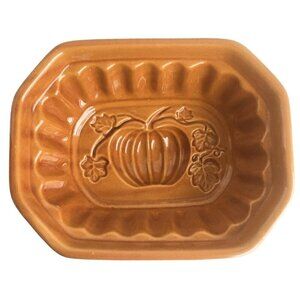 Crate & Barrel Ceramic Stoneware Fall Pumpkin Bread Cake Baking Jello Mold Pan